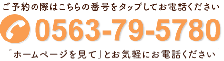 電話予約 Tel.0563-79-5780